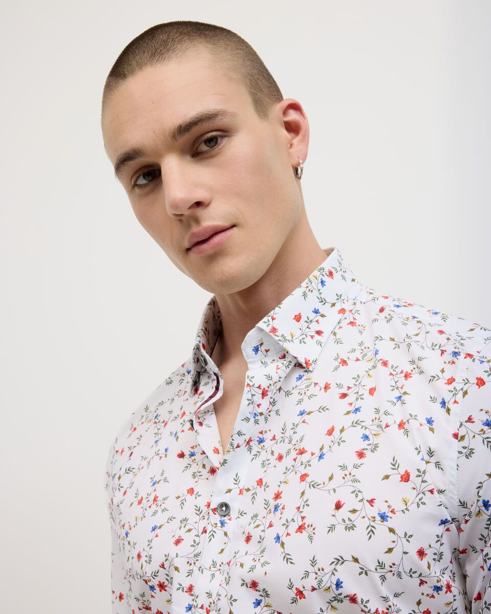 Thorpe Floral Print Long Sleeve Shirt, White Multi, hi-res